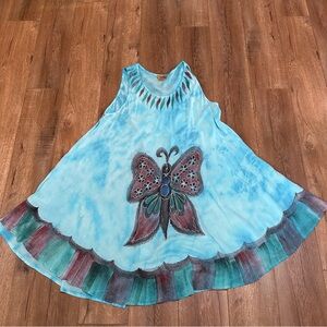 Boho Dress, OS, Sakkas , Blue with Butterfly 🦋 Midi